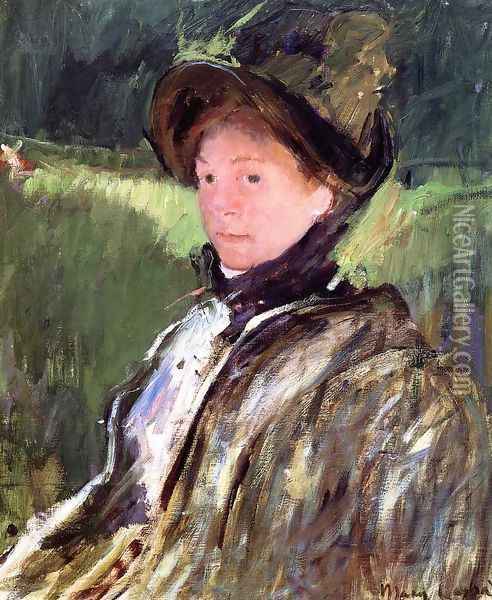 Lydia Cassatt In A Green Bonnet And A Coat Oil Painting - Mary Cassatt