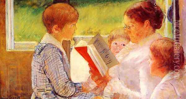 Mrs Cassatt Reading to her Grandchildren, 1888 Oil Painting - Mary Cassatt