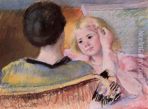 Mother Combing Sara's Hair (no.2) Oil Painting - Mary Cassatt