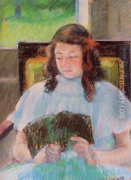 Young Girl Reading Oil Painting - Mary Cassatt