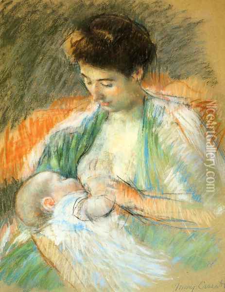 Mother Rose Nursing Her Child Oil Painting - Mary Cassatt