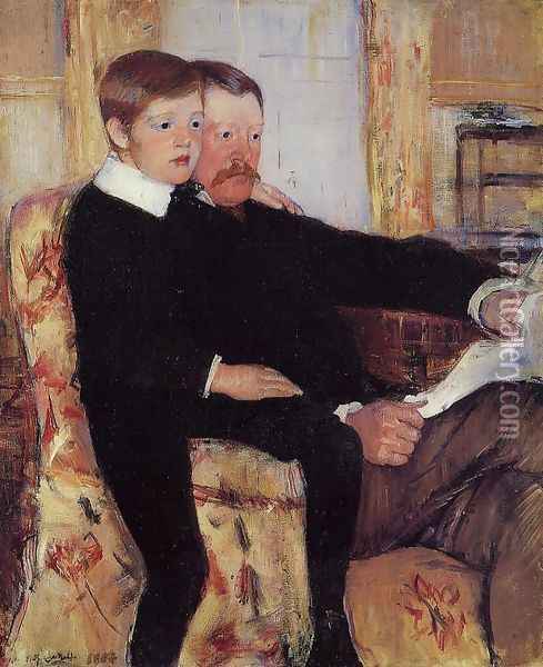 Portrait of Alexander J. Cassat and His Son Robert Kelso Cassatt Oil Painting - Mary Cassatt