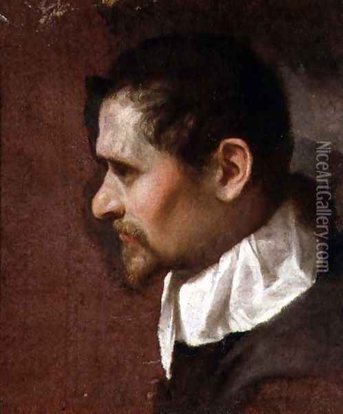 Self-Portrait in Profile 1590s Oil Painting - Annibale Carracci