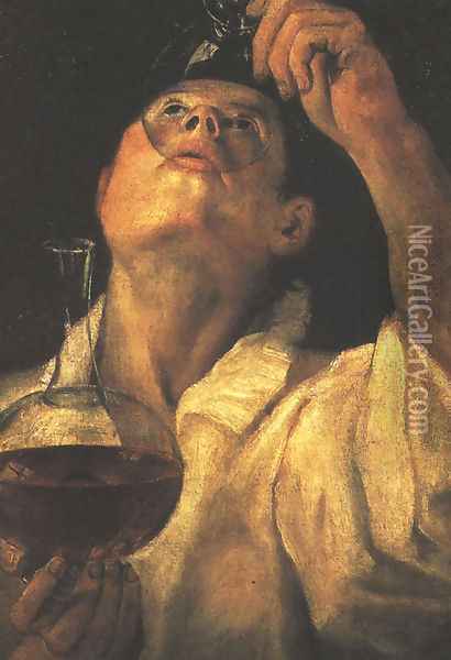 Portrait of a Man Drinking, c.1581-84 Oil Painting - Annibale Carracci
