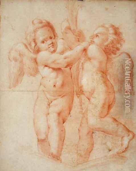Two Putti Oil Painting - Annibale Carracci