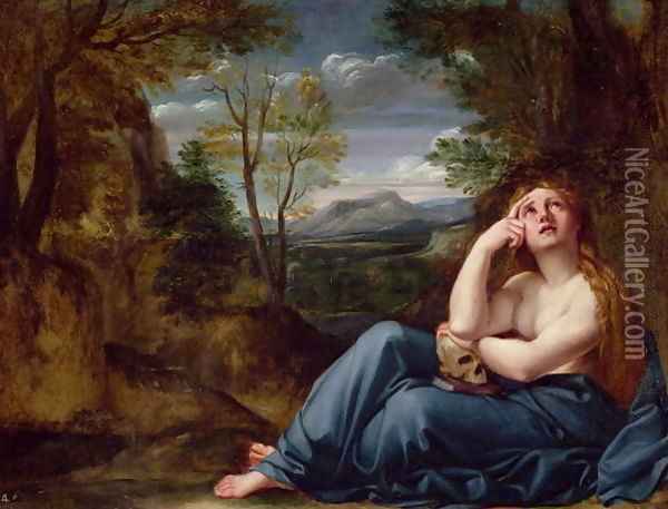 Mary Magdalene in a Landscape 1599 Oil Painting - Annibale Carracci