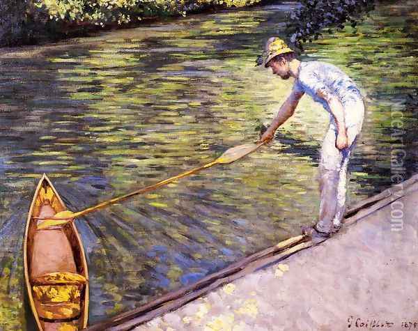 Boater Pulling On His Perissoire Oil Painting - Gustave Caillebotte
