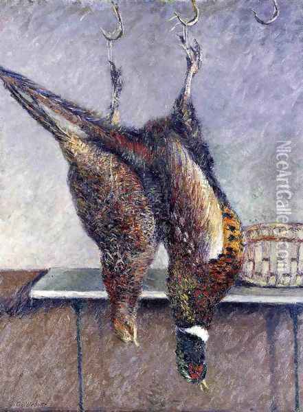 Two Hanging Pheasants Oil Painting - Gustave Caillebotte