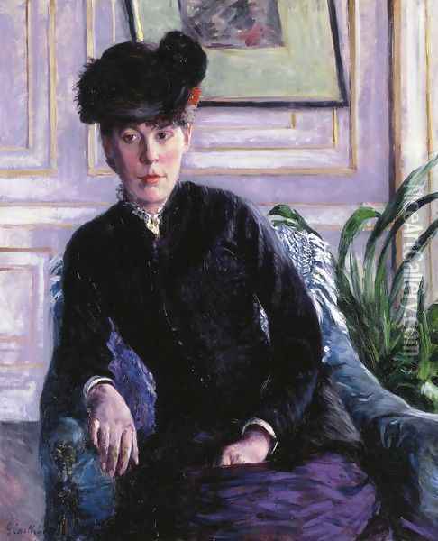 Portrait Of A Young Woman In An Interior Aka Portrait Of Madame H Oil Painting - Gustave Caillebotte