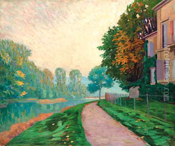 Bord de riviere, effet de brume matinale Oil Painting - Gustave Caillebotte
