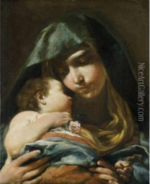 Madonna And Sleeping Christ Child Oil Painting - Giuseppe Maria Crespi