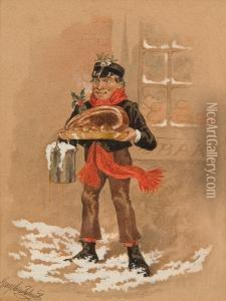 Verily, A Christmas Feast! Oil Painting - George Cruickshank