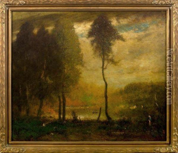 The Pond - Late Afternoon Oil Painting - Elliott Daingerfield