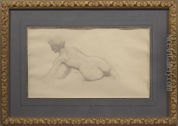Pencil Sketch On Paper Of Reclining Nude Oil Painting - Elliott Daingerfield