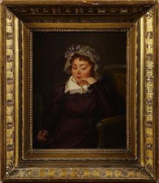 Portratt Forestallandeung Kvinna Olja Pa Duk Oil Painting - Henri Pierre Danloux