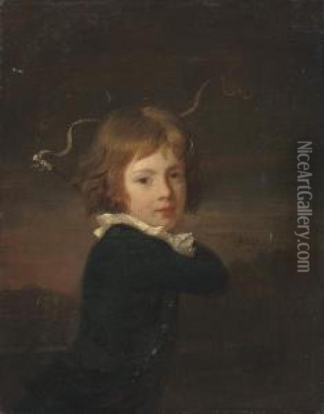 Portrait Of A Young Boy, 
Traditionally Identified As Lord Wood,half-length, Holding A Riding Crop Oil Painting - Henri Pierre Danloux
