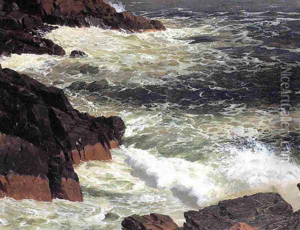 Rough Surf Mount Desert Island Oil Painting - Frederic Edwin Church