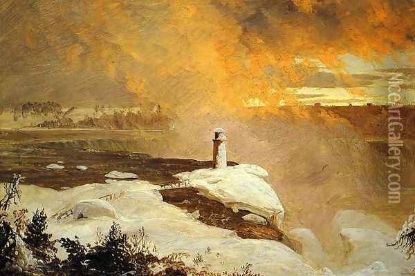 Niagara Falls from Goat Island, Winter Oil Painting - Frederic Edwin Church