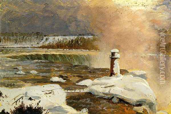 Niagara Falls and Terrapin Tower Oil Painting - Frederic Edwin Church
