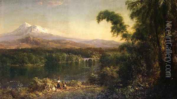Figures In An Ecuadorian Landscape Oil Painting - Frederic Edwin Church