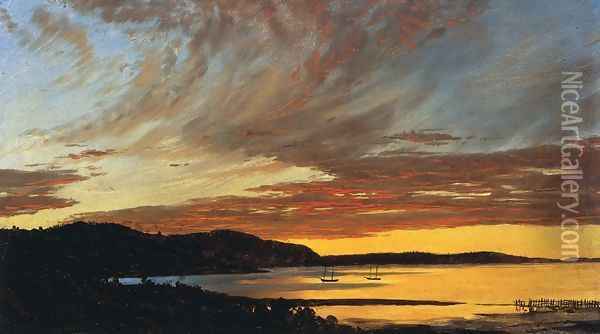 Sunset, Bar Harbor Oil Painting - Frederic Edwin Church