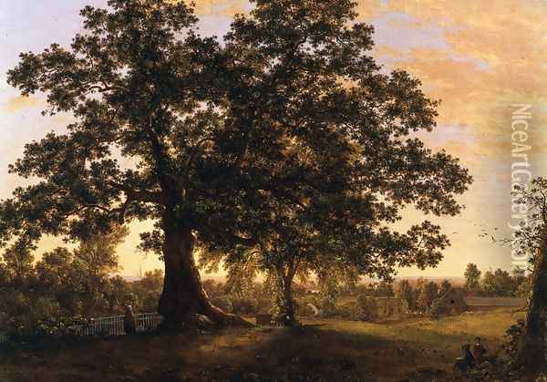 The Charter Oak at Hartford, c.1846 Oil Painting - Frederic Edwin Church