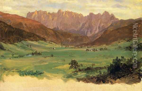 Hinter Schonau and Reiteralp Mountains, Bavaria Oil Painting - Frederic Edwin Church