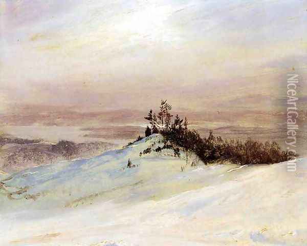 Winter on the Hudson River Near Catskill, New York Oil Painting - Frederic Edwin Church