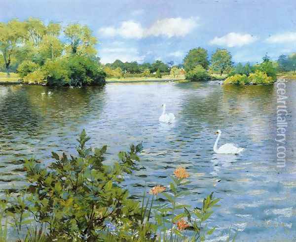 A Long Island Lake Oil Painting - William Merritt Chase