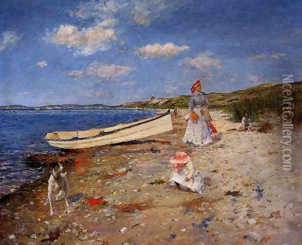 A Sunny Day at Shinnecock Bay Oil Painting - William Merritt Chase