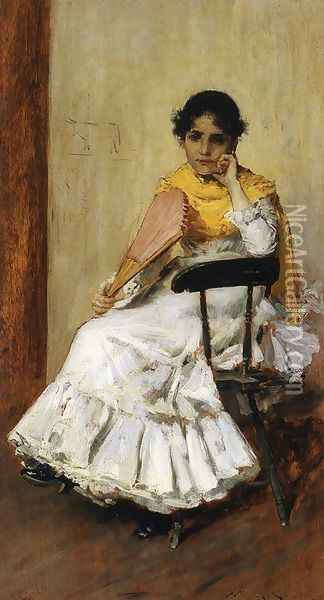 A Spanish Girl Aka Portrait Of Mrs Chase In Spanish Dress Oil Painting - William Merritt Chase