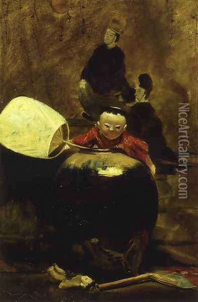 The Japanese Doll Oil Painting - William Merritt Chase