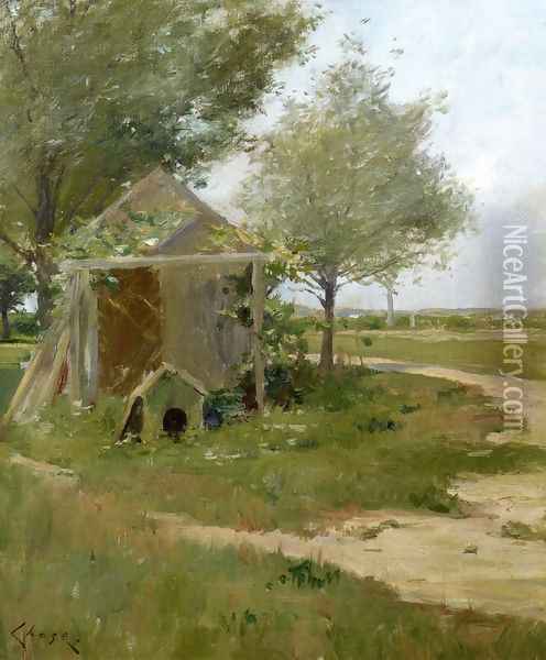 The Back Yard, Shinnecock, Long Island, New York Oil Painting - William Merritt Chase