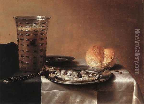 Still Life with Herring Oil Painting - Pieter Claesz.