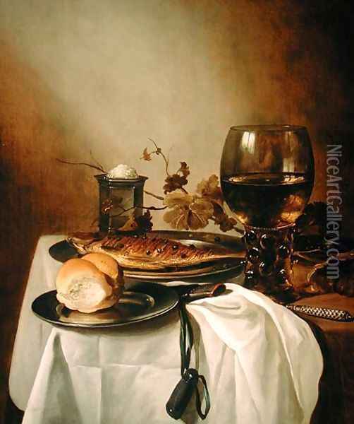 Still Life with a Roemer, 1644 Oil Painting - Pieter Claesz.
