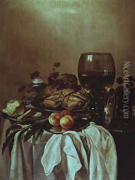 Still Life with a Crab Oil Painting - Pieter Claesz.