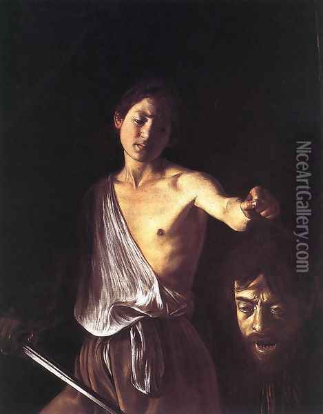 David with the Head of Goliath Oil Painting - Caravaggio