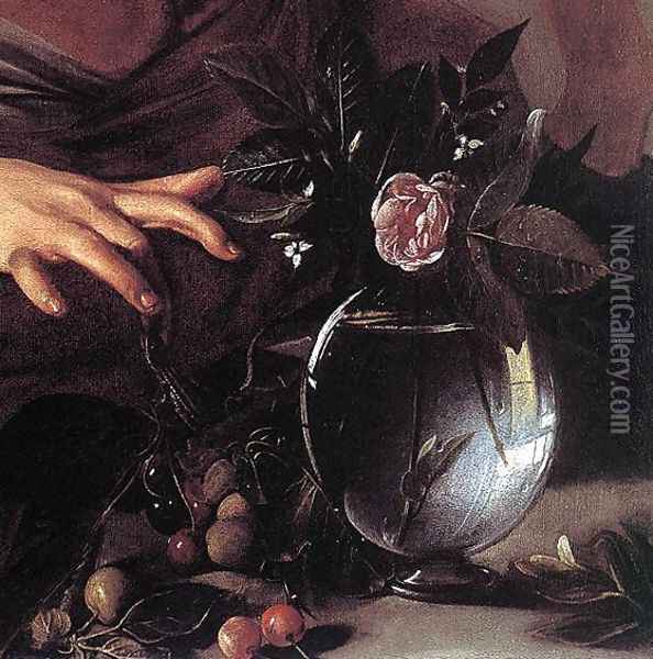 Boy Bitten by a Lizard (detail) c. 1594 Oil Painting - Caravaggio