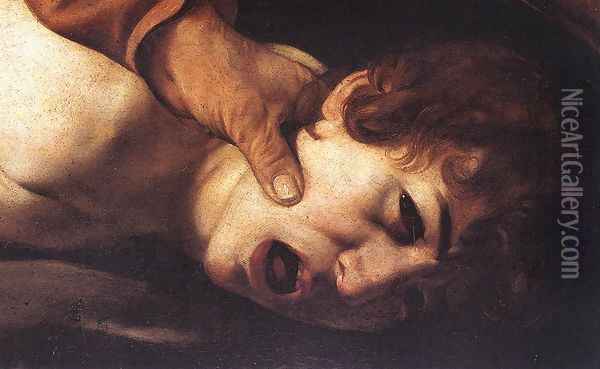 The Sacrifice of Isaac (detail 2) 1601-02 Oil Painting - Caravaggio