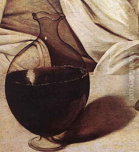Bacchus (detail 2) c. 1596 Oil Painting - Caravaggio