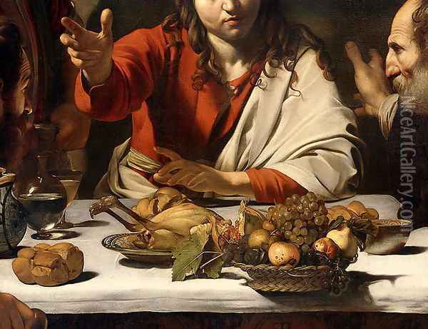 The Supper at Emmaus, 1601 (detail-1) Oil Painting - Caravaggio