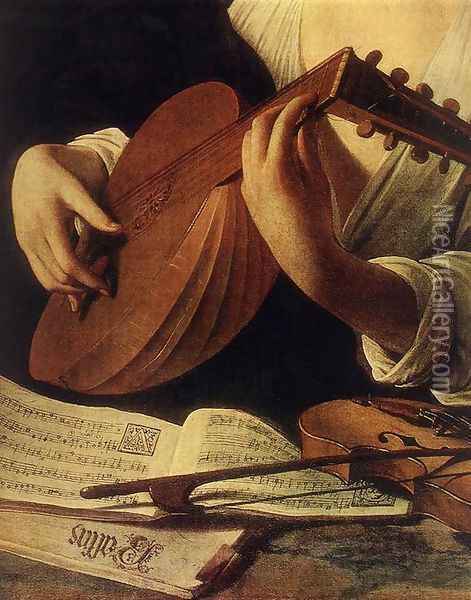 Lute Player (detail) c. 1596 Oil Painting - Caravaggio