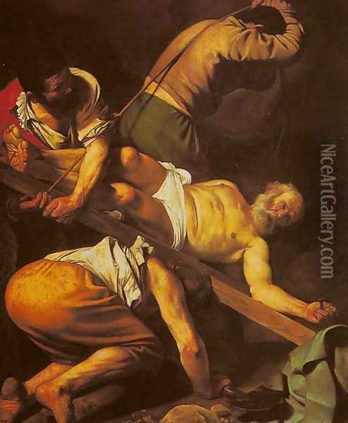Crucifixion of St. Peter (Crocifissione di san Pietro) Oil Painting - Caravaggio