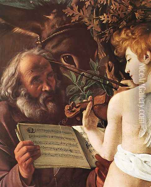 Rest on Flight to Egypt (detail 1) 1596-97 Oil Painting - Caravaggio