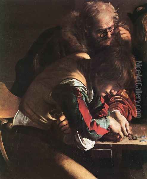 The Calling of Saint Matthew (detail 1) 1599-1600 Oil Painting - Caravaggio
