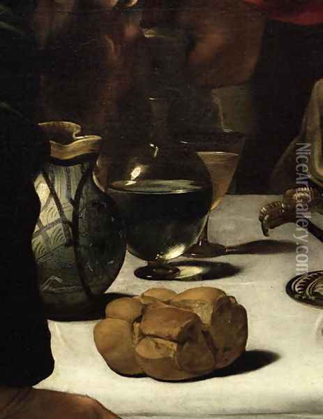 The Supper at Emmaus, 1601 (detail-3) Oil Painting - Caravaggio