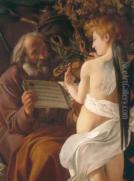 Rest during the flight into Egypt (detail-2) Oil Painting - Caravaggio
