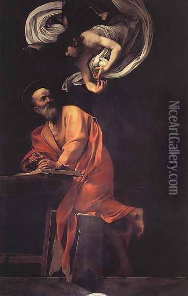 The Inspiration of Saint Matthew Oil Painting - Caravaggio