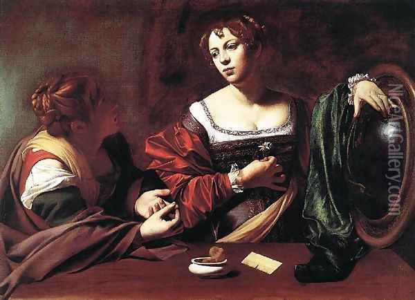 Martha and Mary Magdalene Oil Painting - Caravaggio