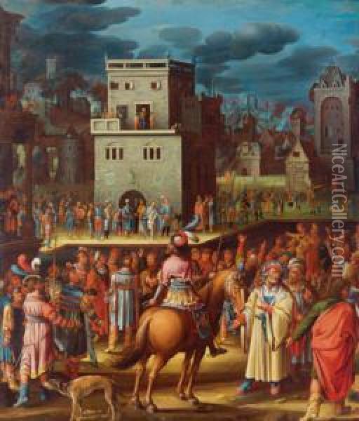 Pilato Mostra Gesu Alla Folla Oil Painting - Herri met de Bles